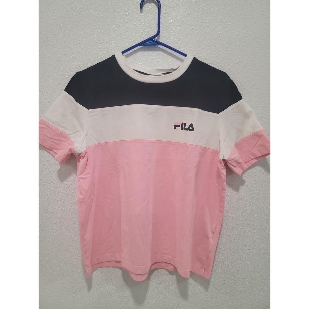 Fila womans top large color block pink black white, 80's look